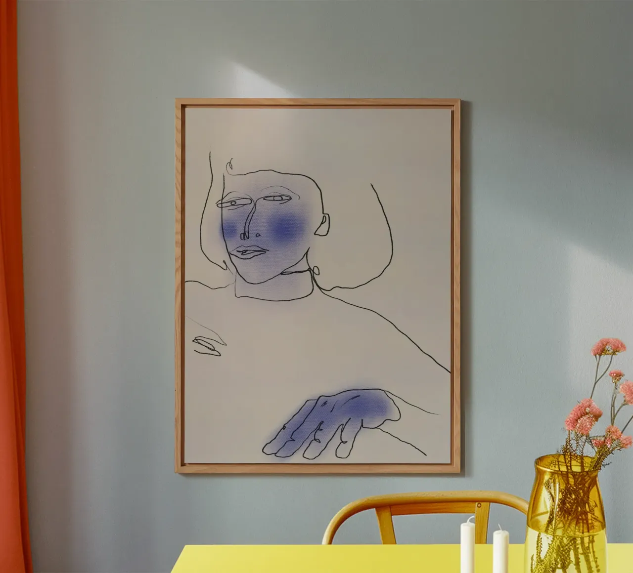 Ritratto a linee e pastelli alluminio dibond da Little Dean