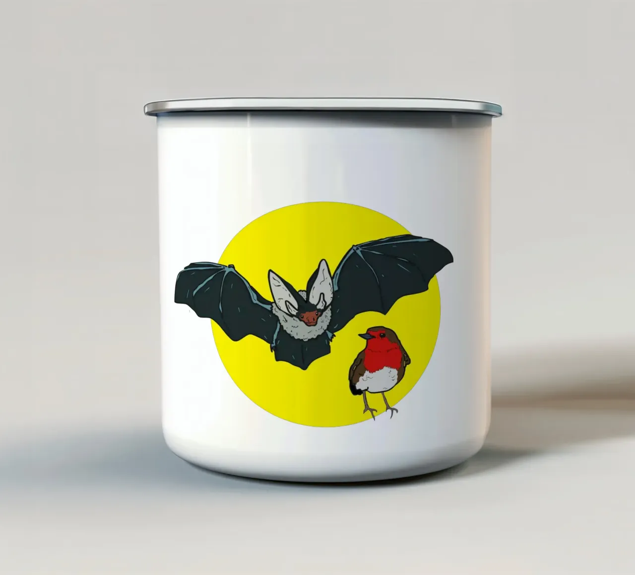 Flying Bat and a Robin tazza in smalto da Melty Shirts