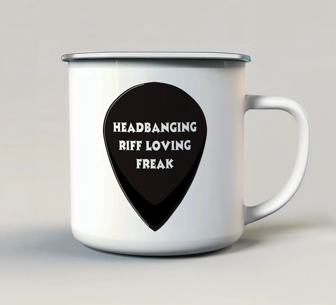Headbanging, Riff Loving Freak tazza in smalto da Melty Shirts