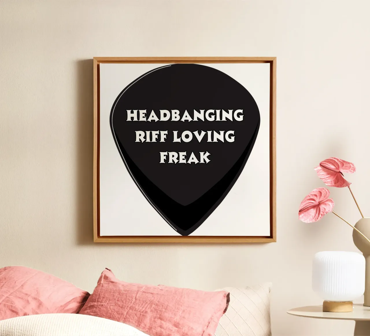 Headbanging, Riff Loving Freak canvas with Floater frame by Melty Shirts