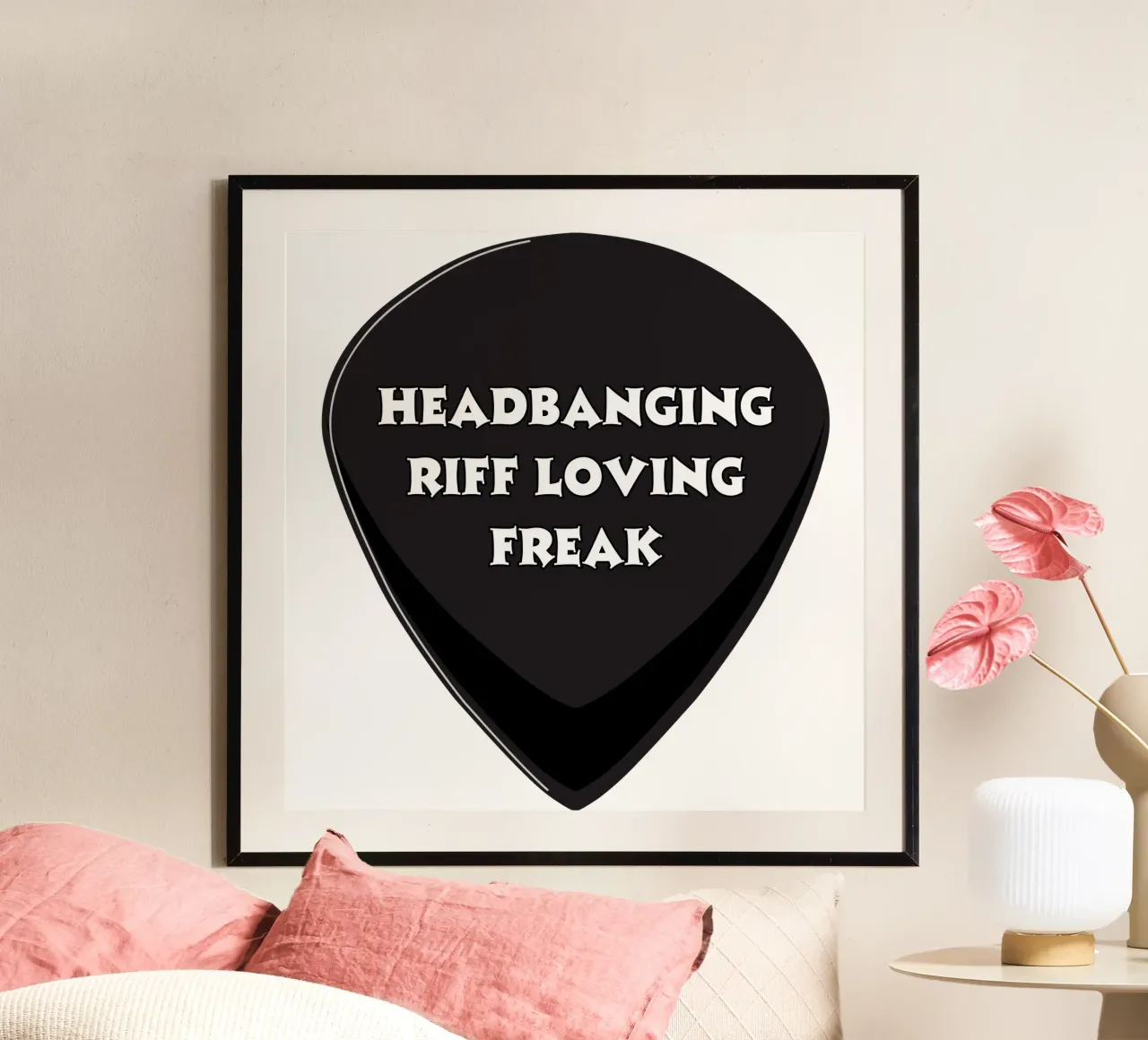 Headbanging, Riff Loving Freak poster con telaio in plastica da Melty Shirts