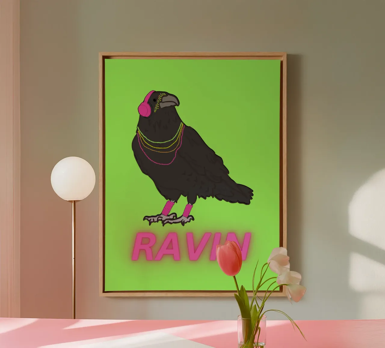 Ravin' Raven canvas with Floater frame by Melty Shirts