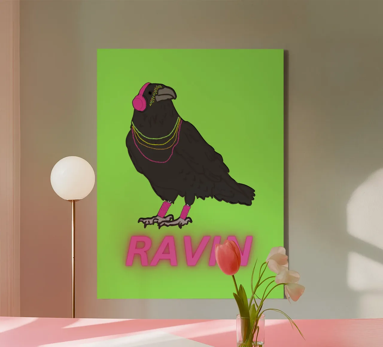 Ravin' Raven canvas with Floater frame by Melty Shirts