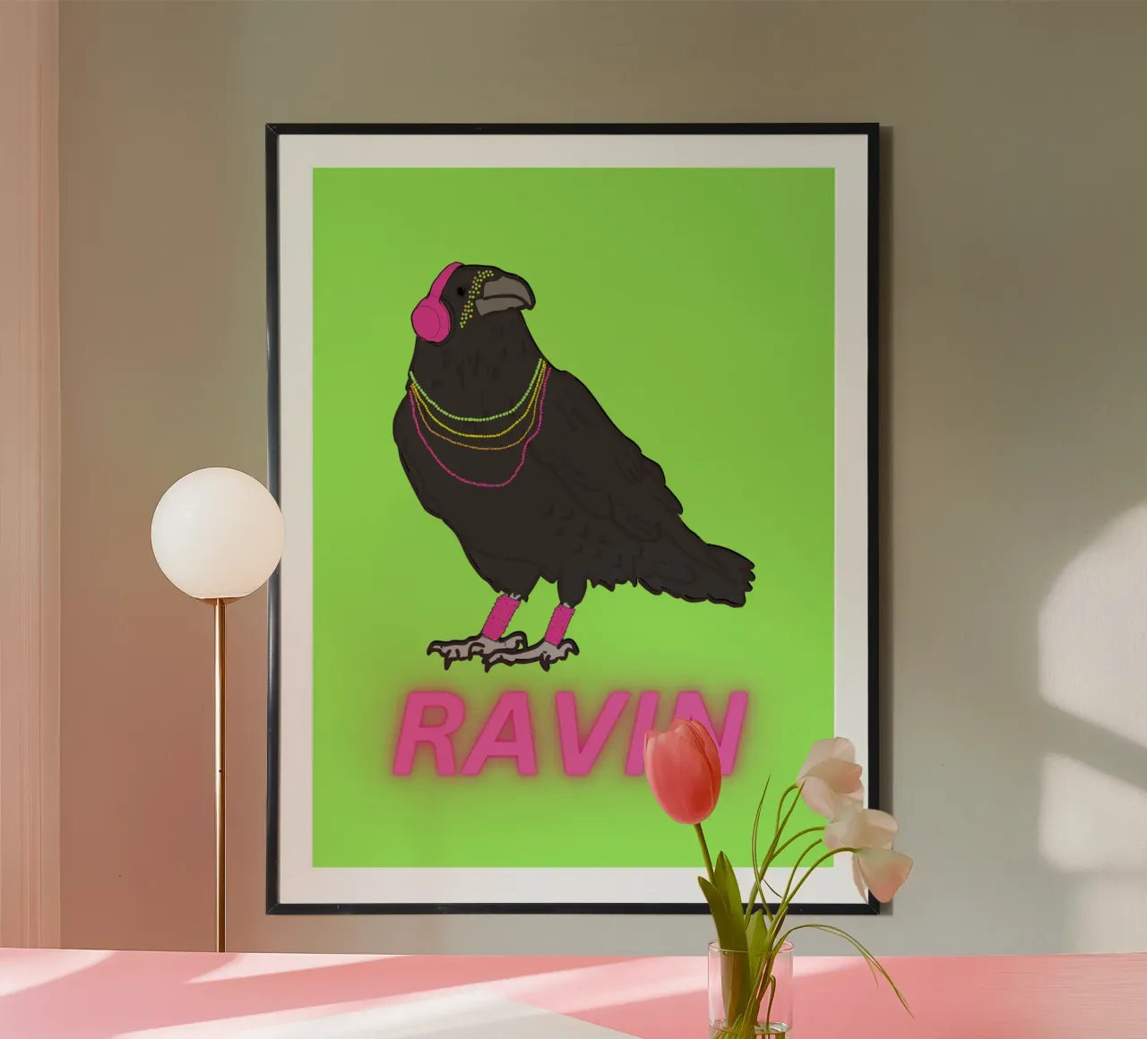 Ravin' Raven poster con telaio in plastica da Melty Shirts
