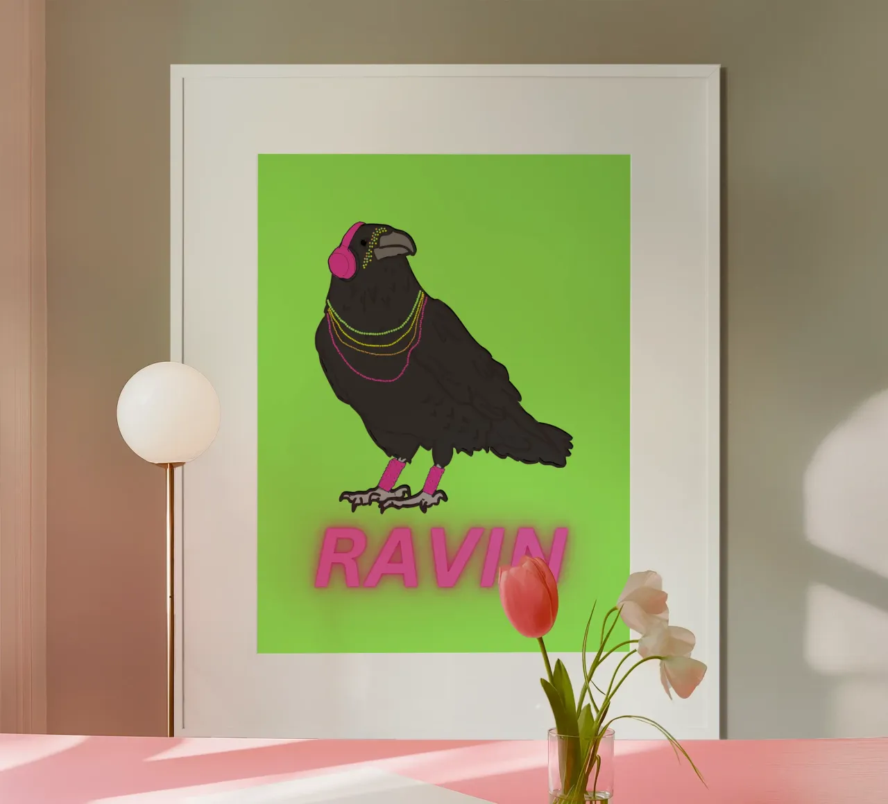 Ravin' Raven poster con telaio in plastica da Melty Shirts