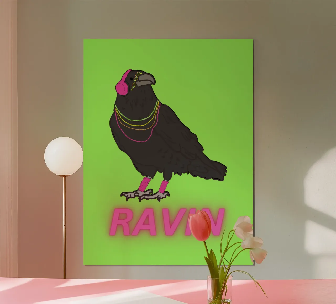 Ravin' Raven poster con telaio in plastica da Melty Shirts