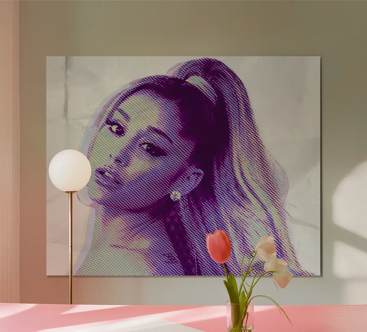 Ariana Grande Retro Doutone poster con telaio in alluminio da Trinara