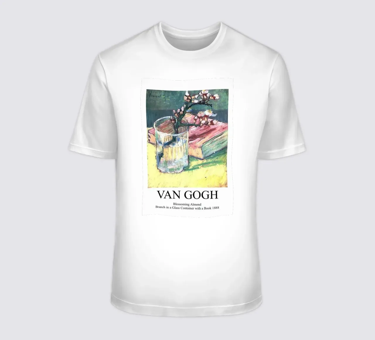 un rametto di fiori di mandorlo in un bicchiere t-shirt da Piper Shop Oke