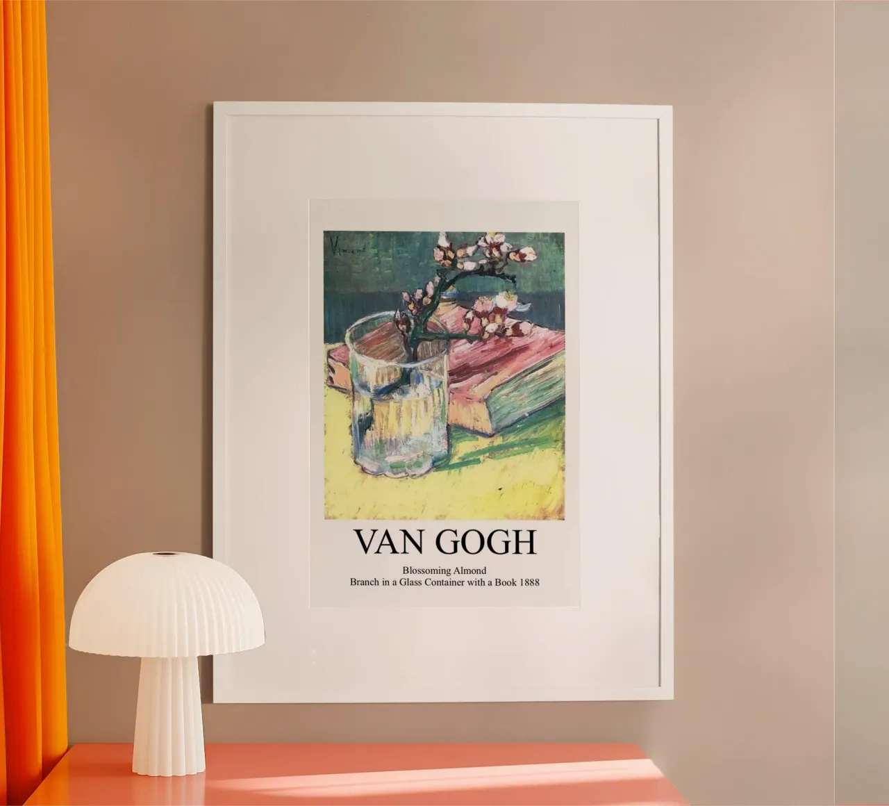 un ramito de flores de almendro en un vaso poster con marco de plástico de Piper Shop Oke