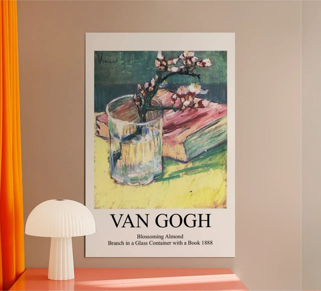 un ramito de flores de almendro en un vaso poster con marco de plástico de Piper Shop Oke
