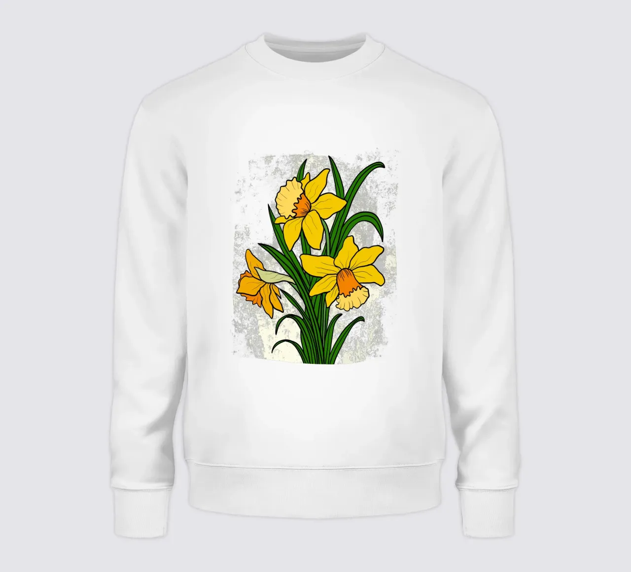 Daffodil flowers with white abstract background felpa da TijanaArtStudio88