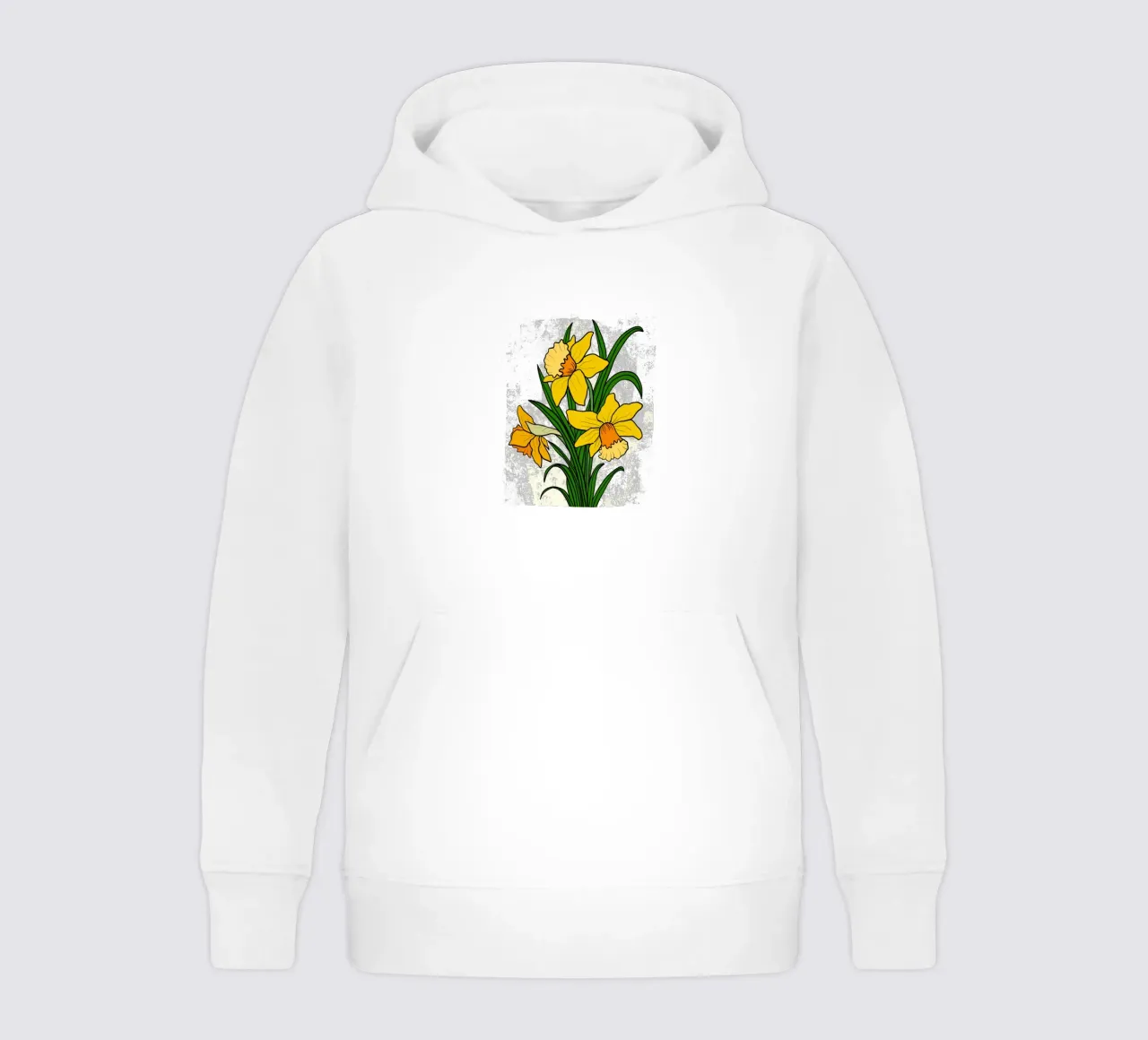 Daffodil flowers with white abstract background felpa bambino con cappuccio da TijanaArtStudio88