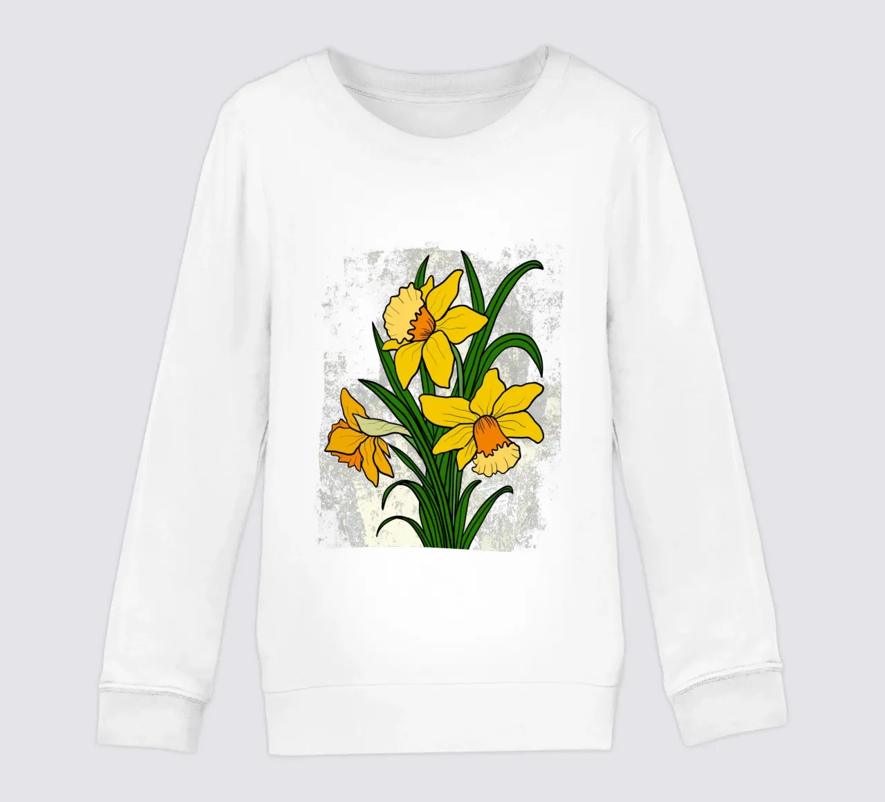 Daffodil flowers with white abstract background felpa bambino da TijanaArtStudio88