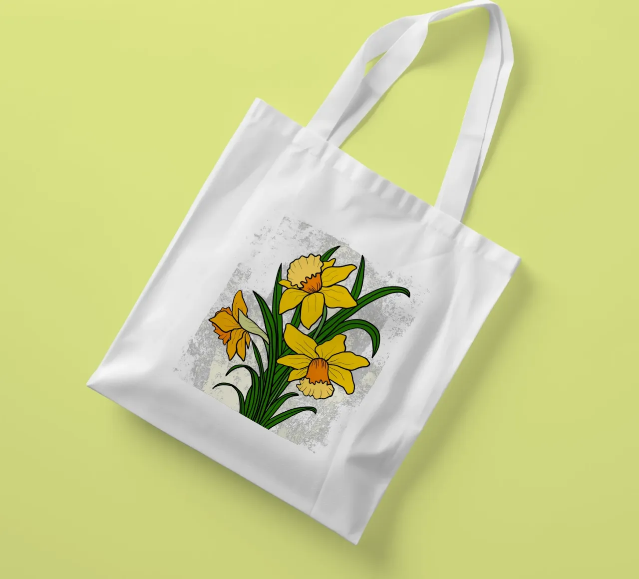 Daffodil flowers with white abstract background borsa in juta da TijanaArtStudio88