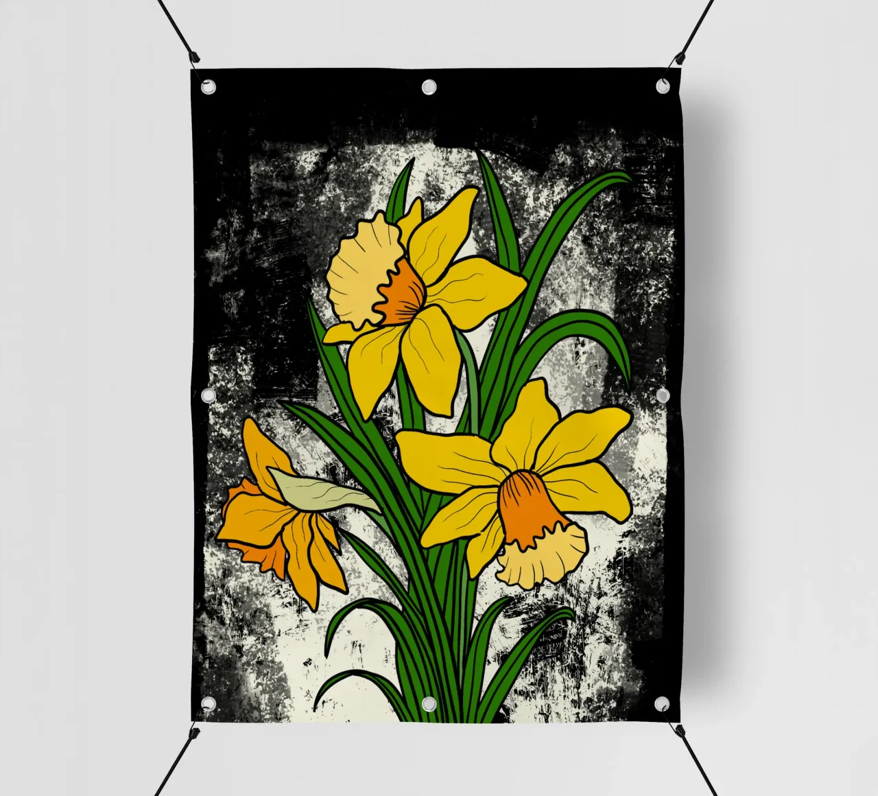 Daffodil flowers with white abstract background telo in pvc da TijanaArtStudio88