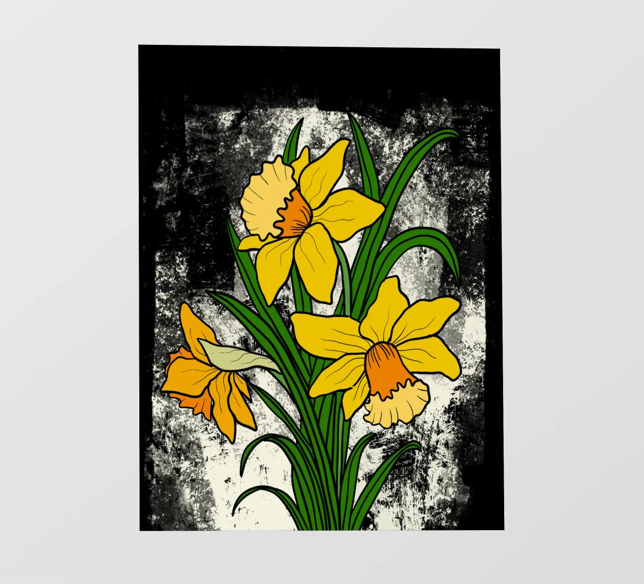 Daffodil flowers with white abstract background telo in pvc da TijanaArtStudio88