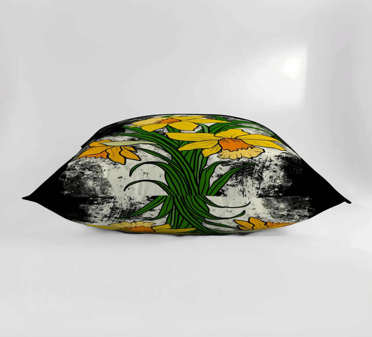 Daffodil flowers with white abstract background cuscino da TijanaArtStudio88