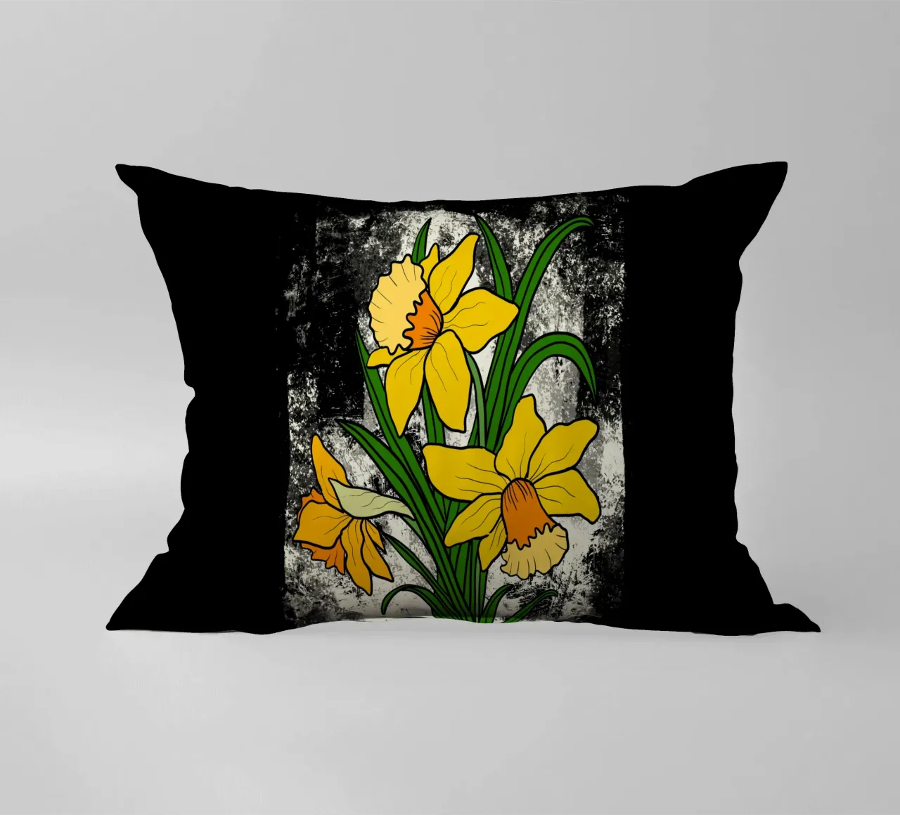 Daffodil flowers with white abstract background cuscino da TijanaArtStudio88