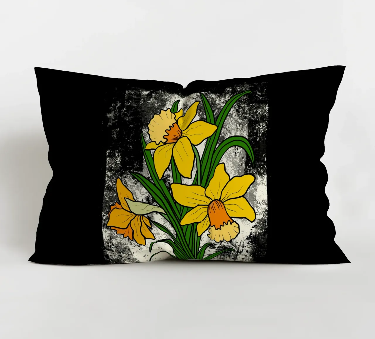Daffodil flowers with white abstract background cuscino da TijanaArtStudio88