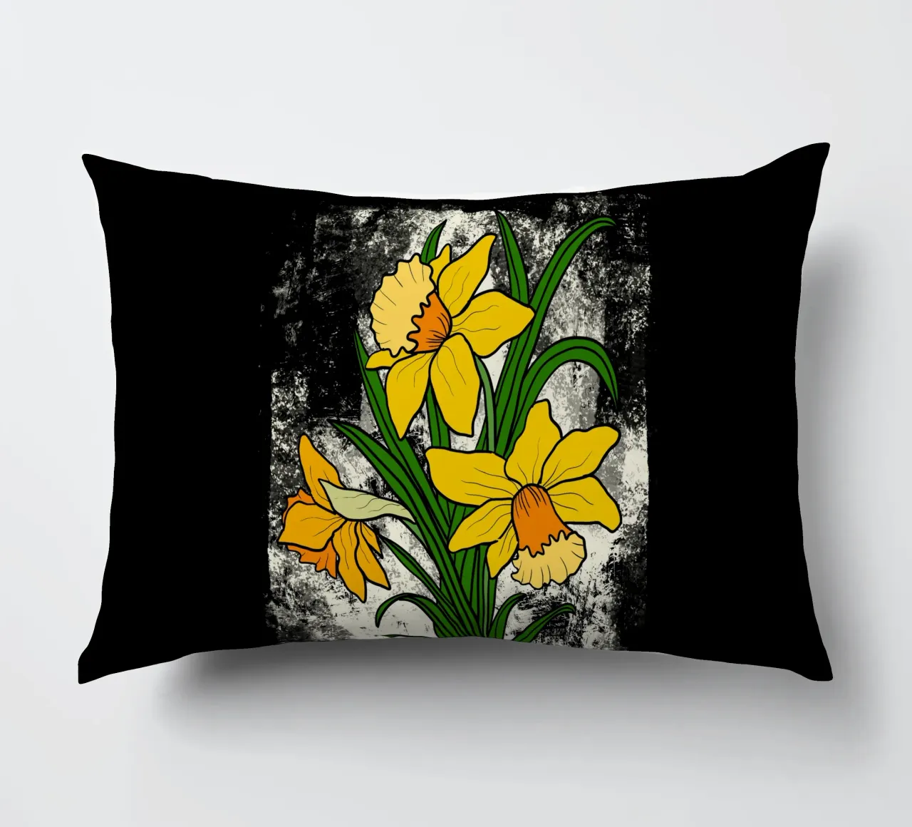 Daffodil flowers with white abstract background cuscino da TijanaArtStudio88