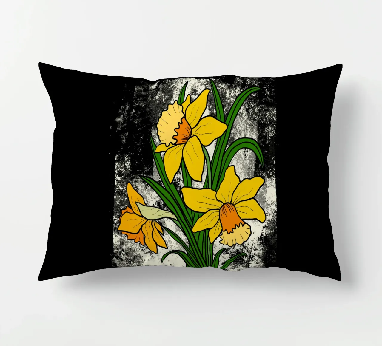 Daffodil flowers with white abstract background cuscino da TijanaArtStudio88