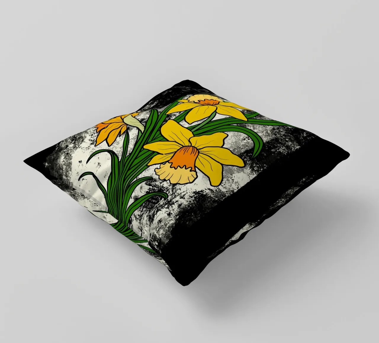 Daffodil flowers with white abstract background cuscino da TijanaArtStudio88