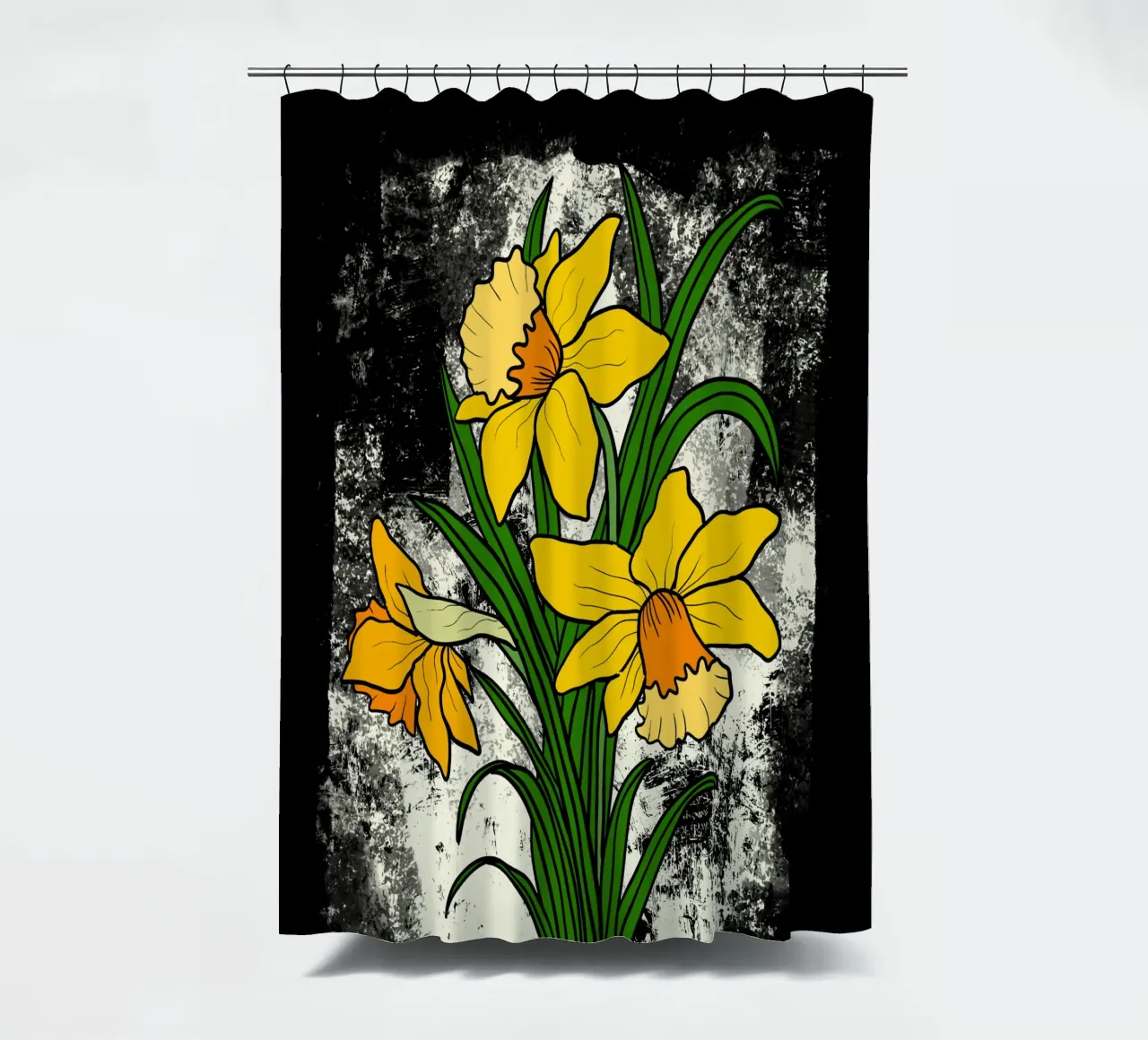 Daffodil flowers with white abstract background tenda da doccia da TijanaArtStudio88