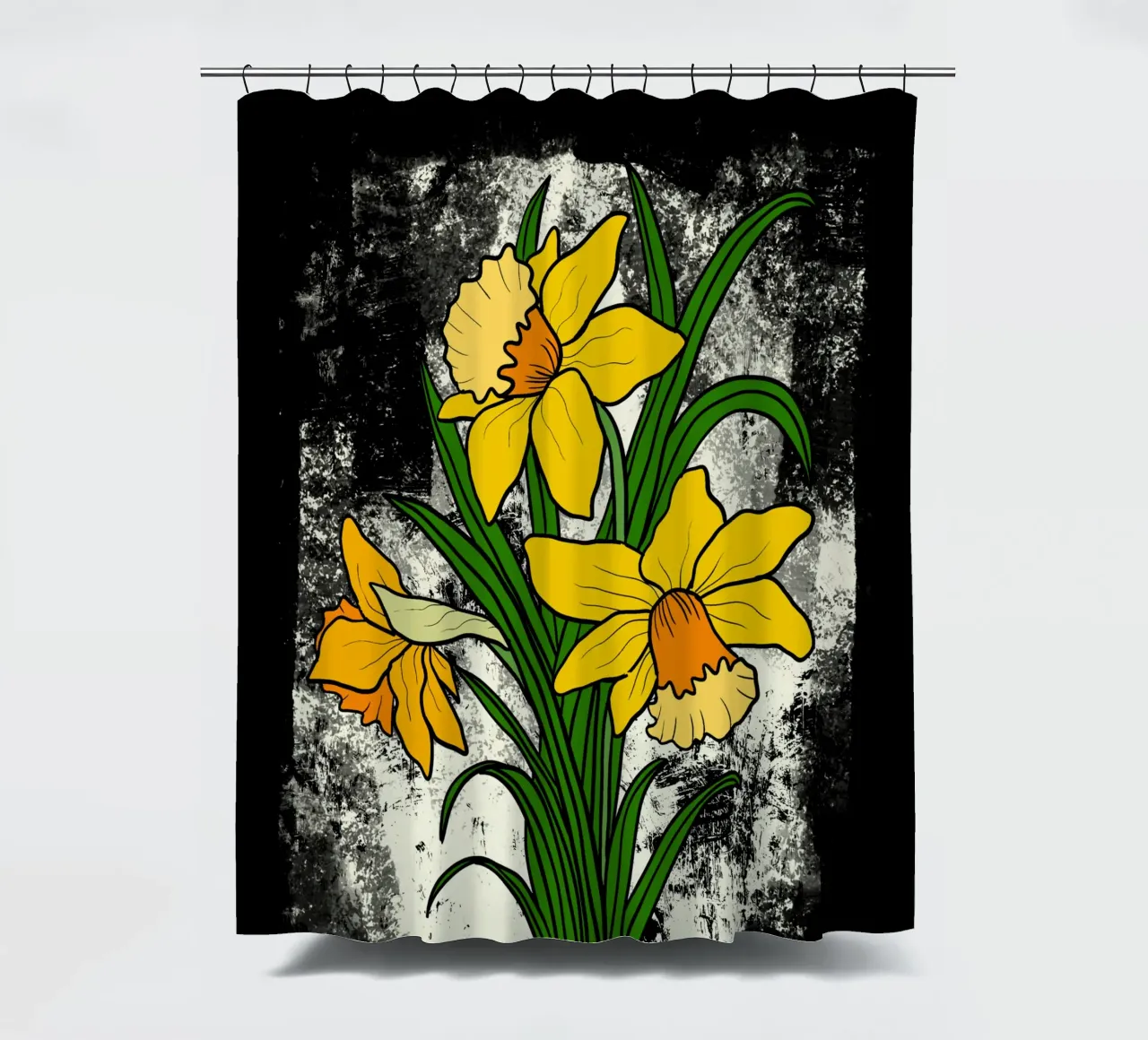 Daffodil flowers with white abstract background tenda da doccia da TijanaArtStudio88