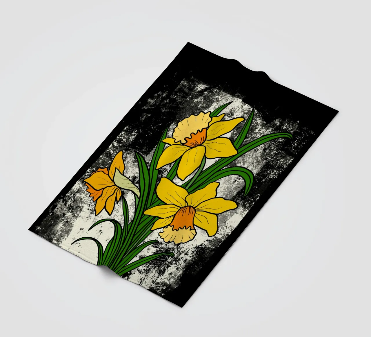 Daffodil flowers with white abstract background coperta in pile da TijanaArtStudio88