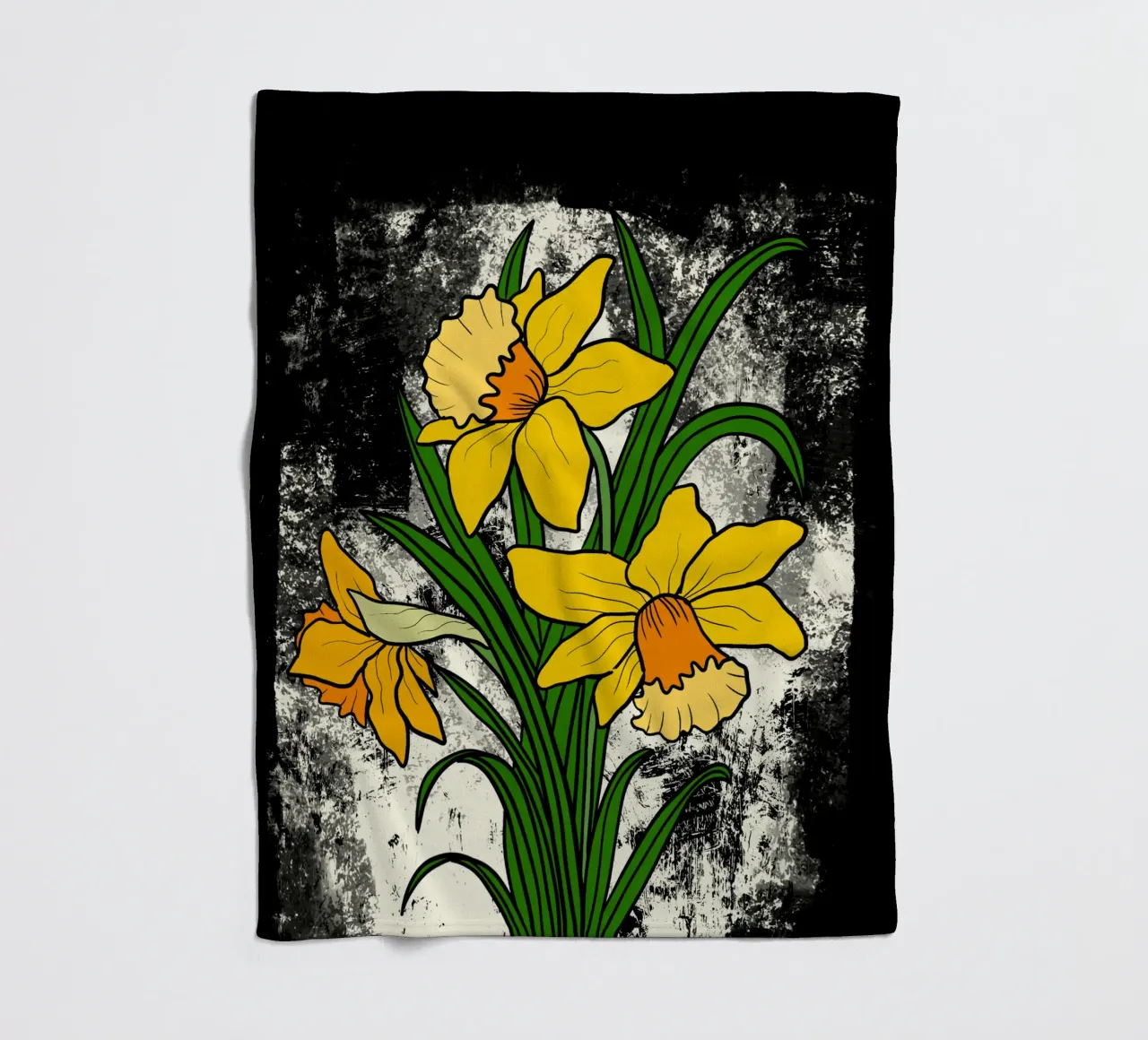 Daffodil flowers with white abstract background coperta in pile da TijanaArtStudio88
