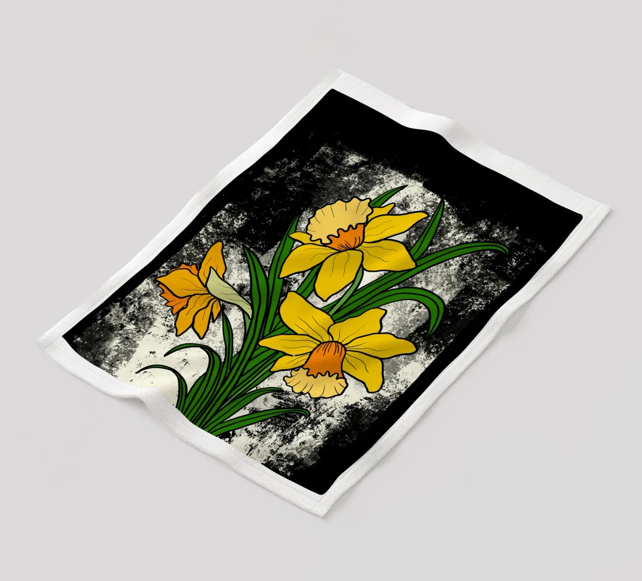 Daffodil flowers with white abstract background coperta in pile da TijanaArtStudio88