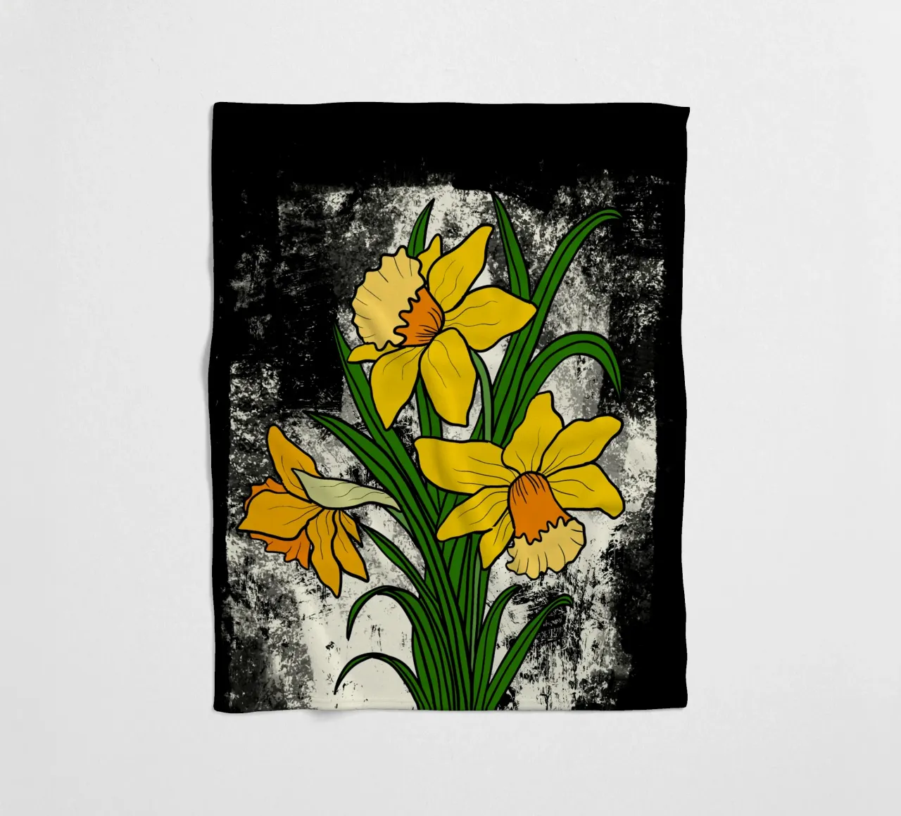 Daffodil flowers with white abstract background coperta in pile da TijanaArtStudio88