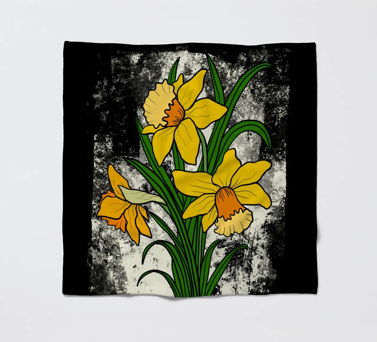 Daffodil flowers with white abstract background coperta in pile da TijanaArtStudio88