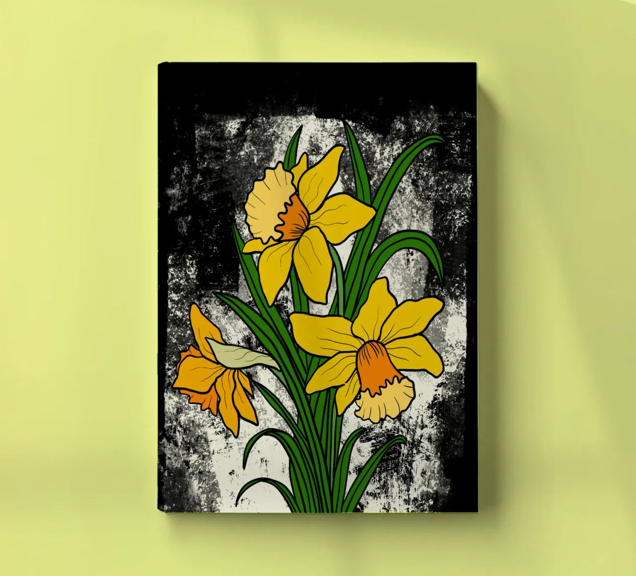 Daffodil flowers with white abstract background notebook by TijanaArtStudio88