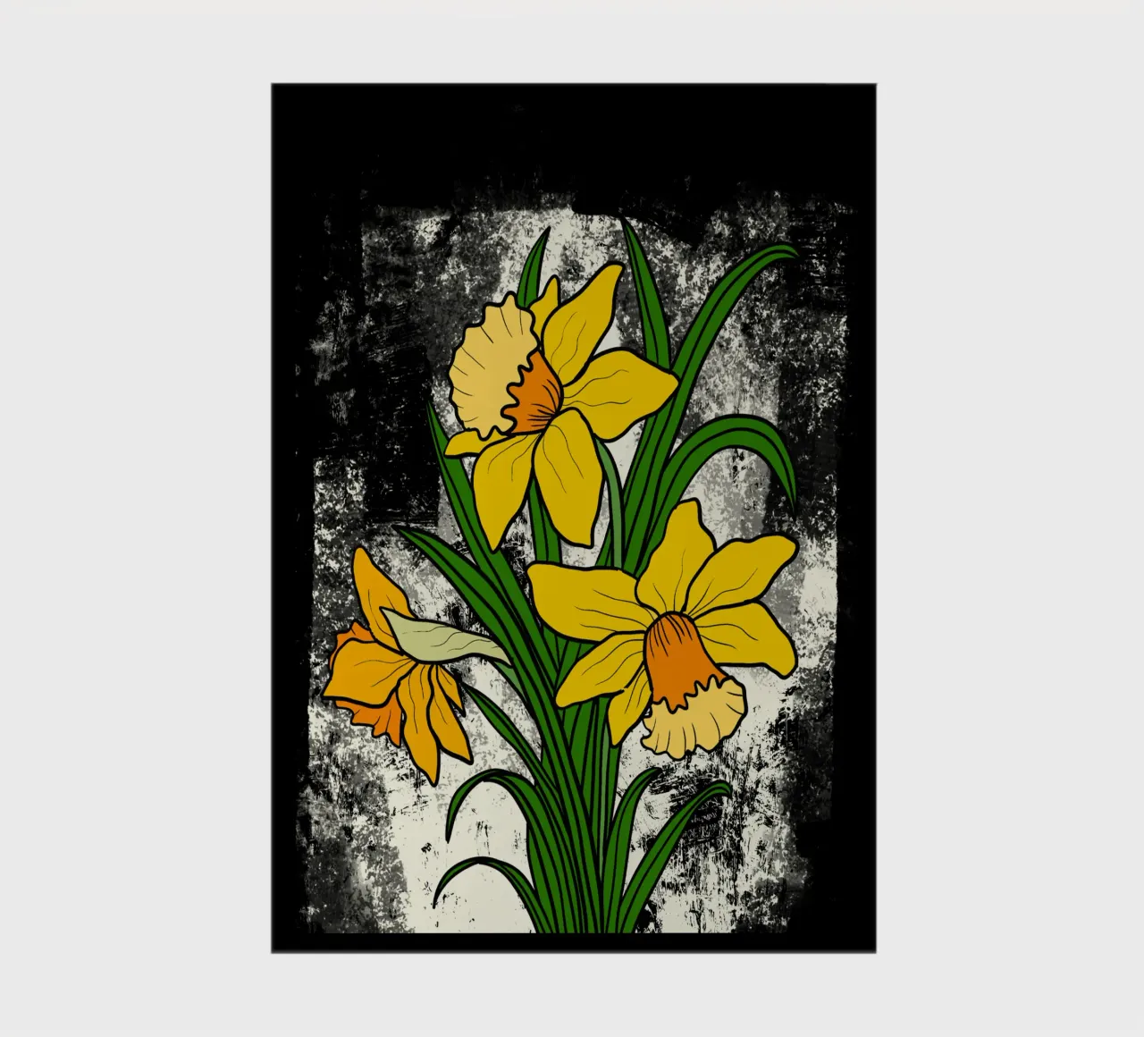 Daffodil flowers with white abstract background notebook by TijanaArtStudio88