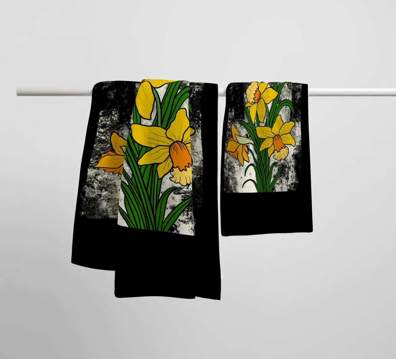 Daffodil flowers with white abstract background asciugamano da bagno da TijanaArtStudio88