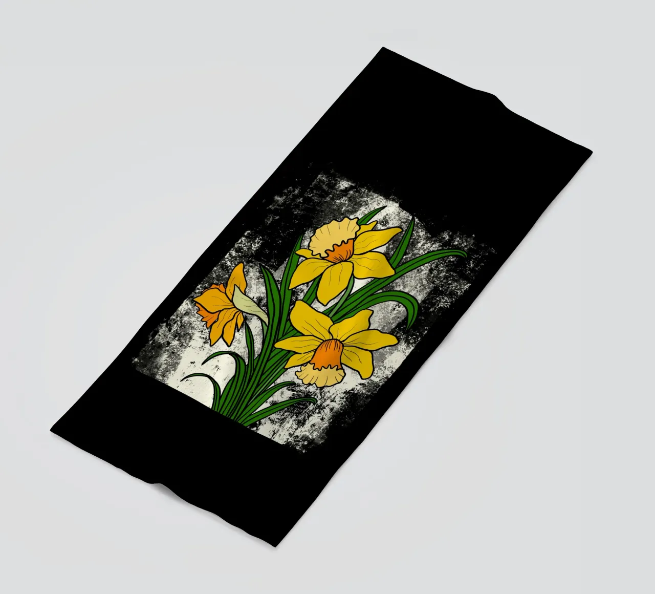 Daffodil flowers with white abstract background telo mare da TijanaArtStudio88