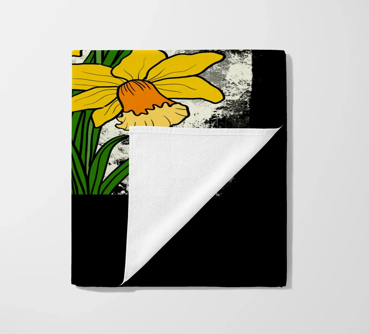 Daffodil flowers with white abstract background telo mare da TijanaArtStudio88