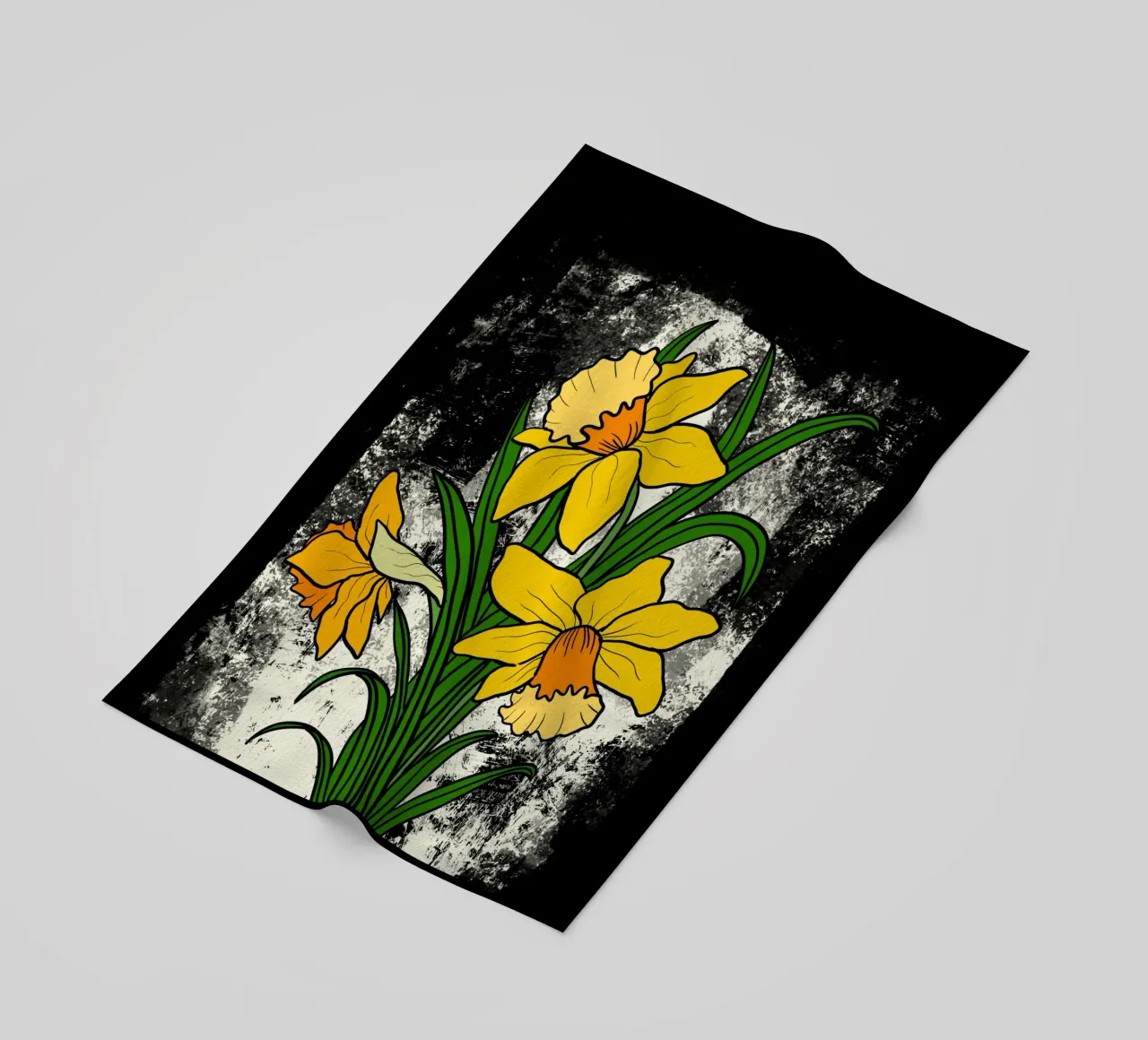 Daffodil flowers with white abstract background telo mare da TijanaArtStudio88