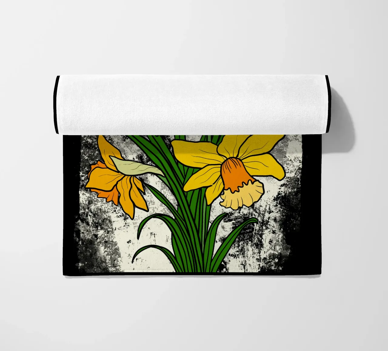 Daffodil flowers with white abstract background telo mare da TijanaArtStudio88