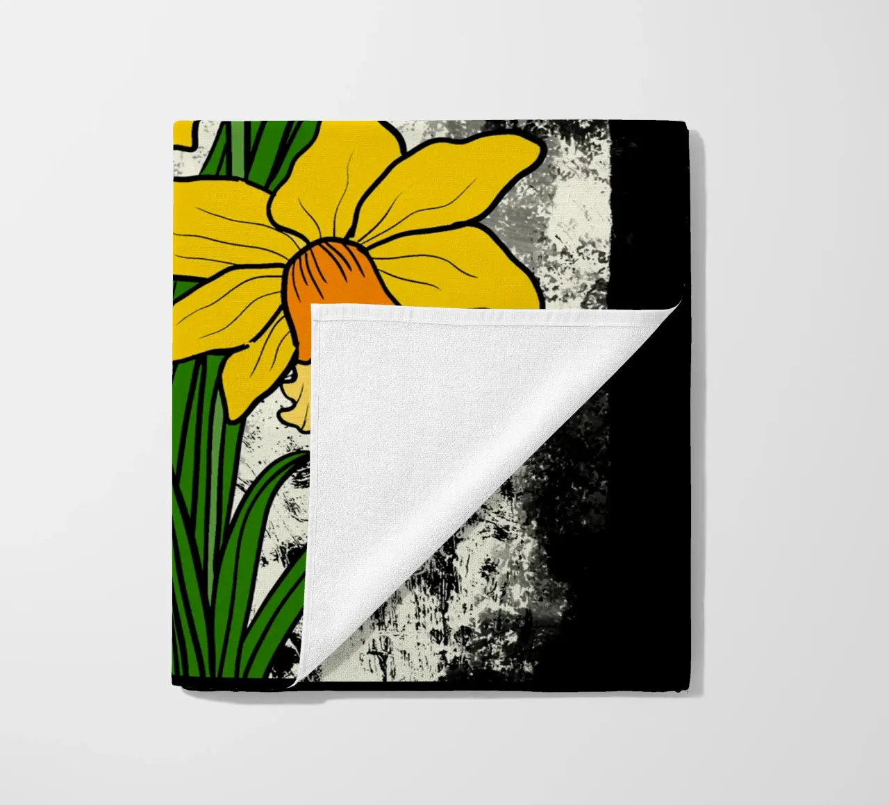 Daffodil flowers with white abstract background telo mare da TijanaArtStudio88