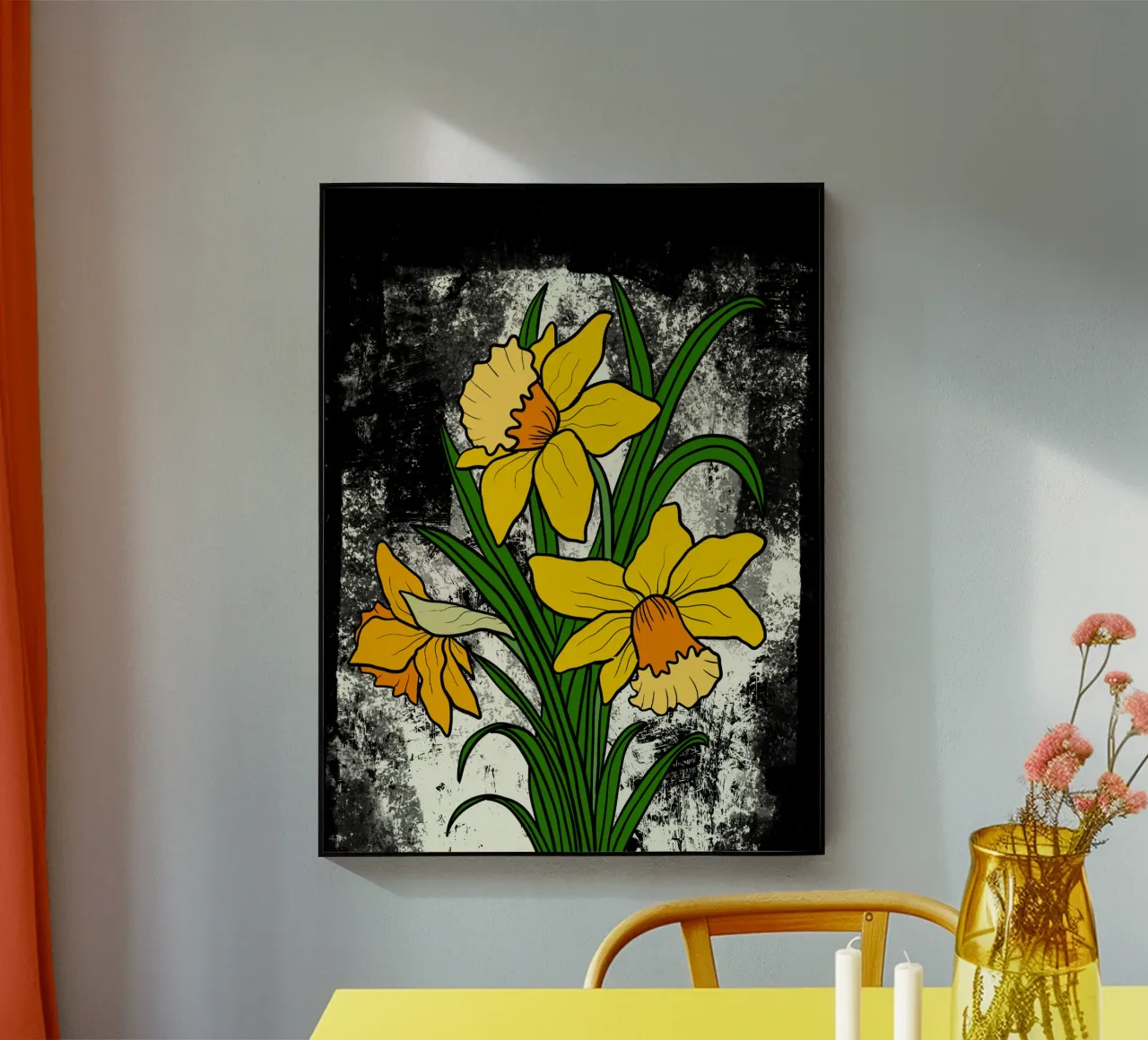 Daffodil flowers with white abstract background plexiglass da TijanaArtStudio88