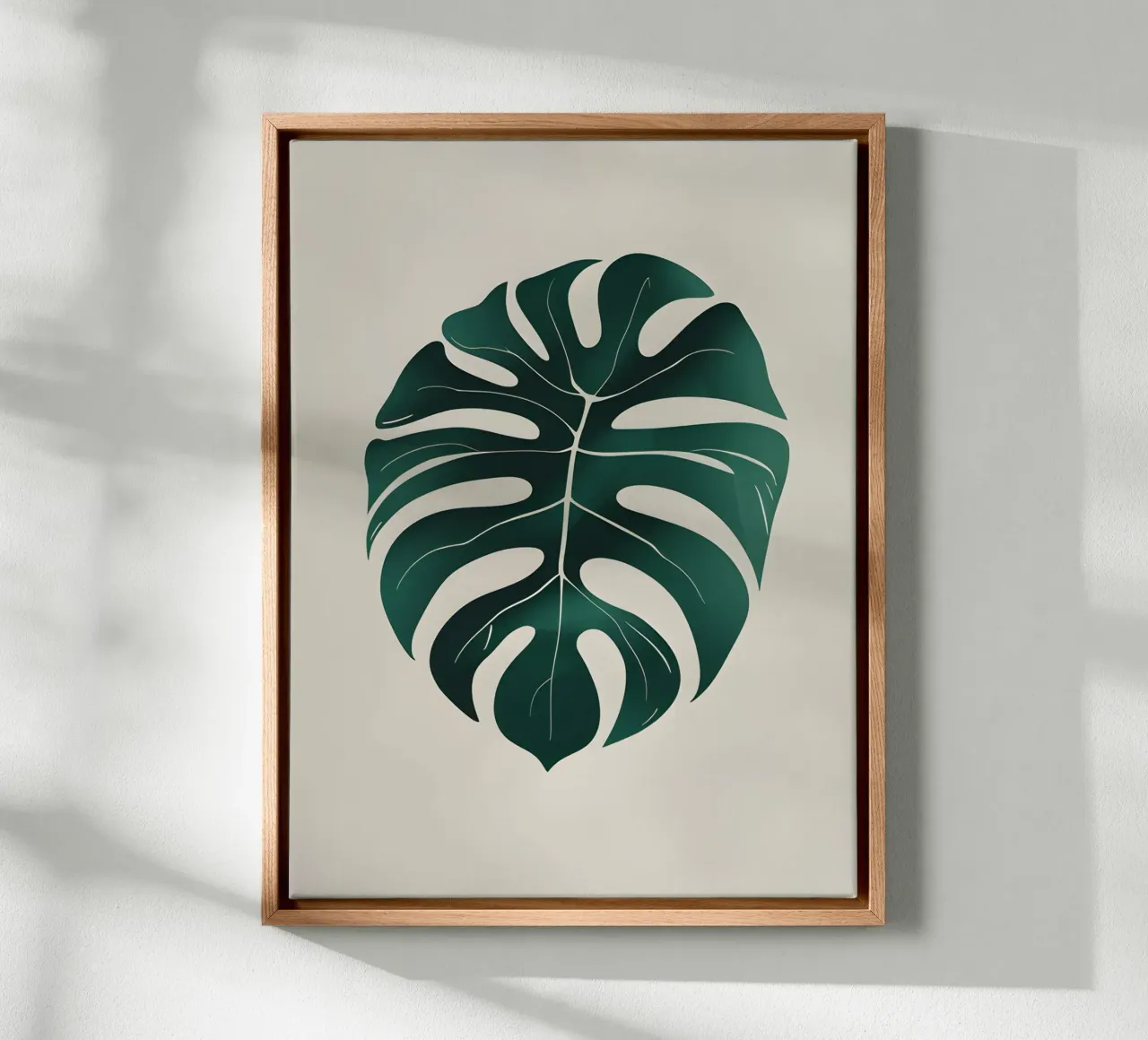 Monstera - Tono più scuro tela con Cornice a cassetta da The Green Room