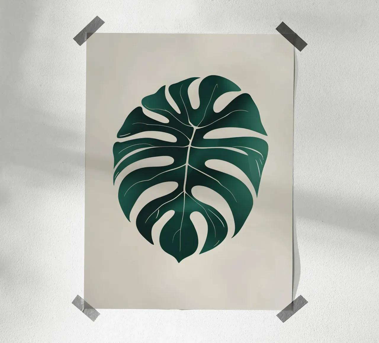 Monstera - Tono più scuro poster con telaio in plastica da The Green Room
