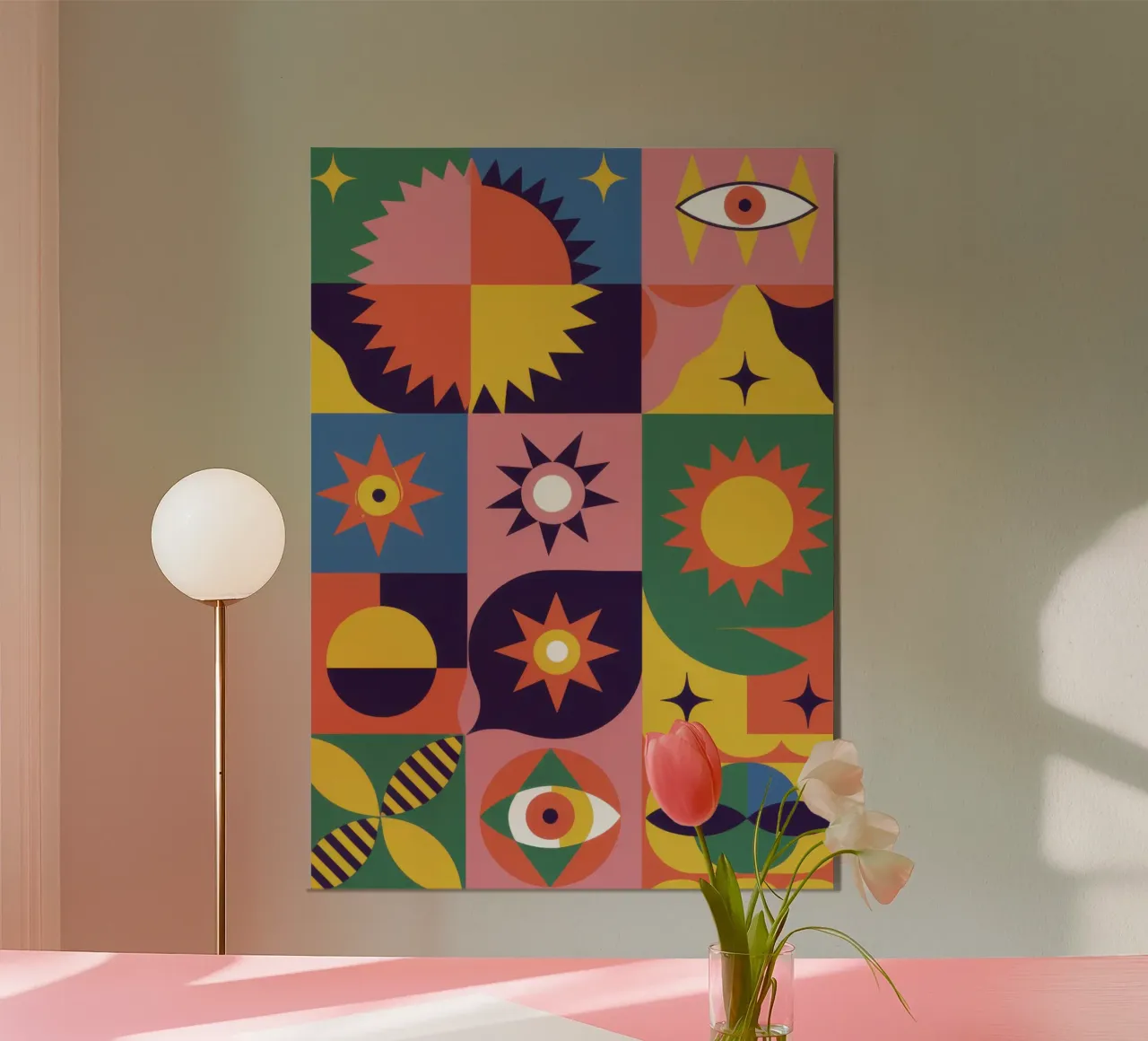 Griglia mistica celeste poster con telaio in legno da Autumn Season