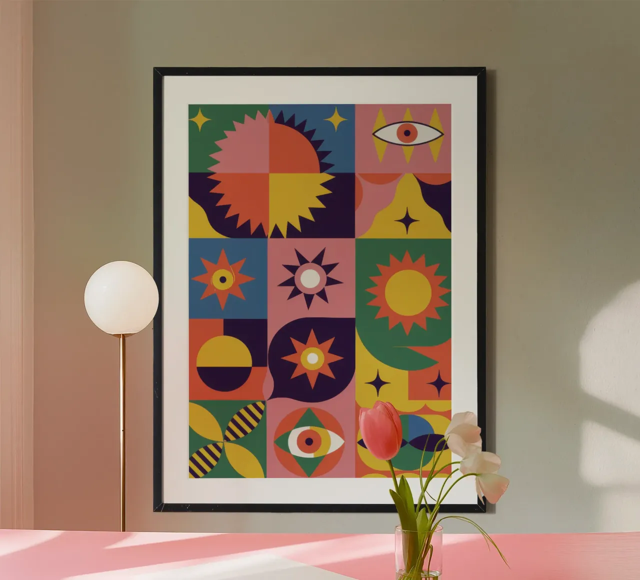 Griglia mistica celeste poster con telaio in legno da Autumn Season