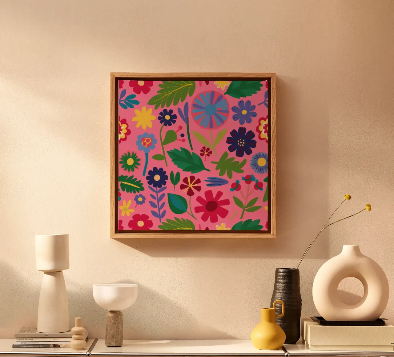 Modello di fiore gioioso tela con Cornice a cassetta da Lyra Glaze