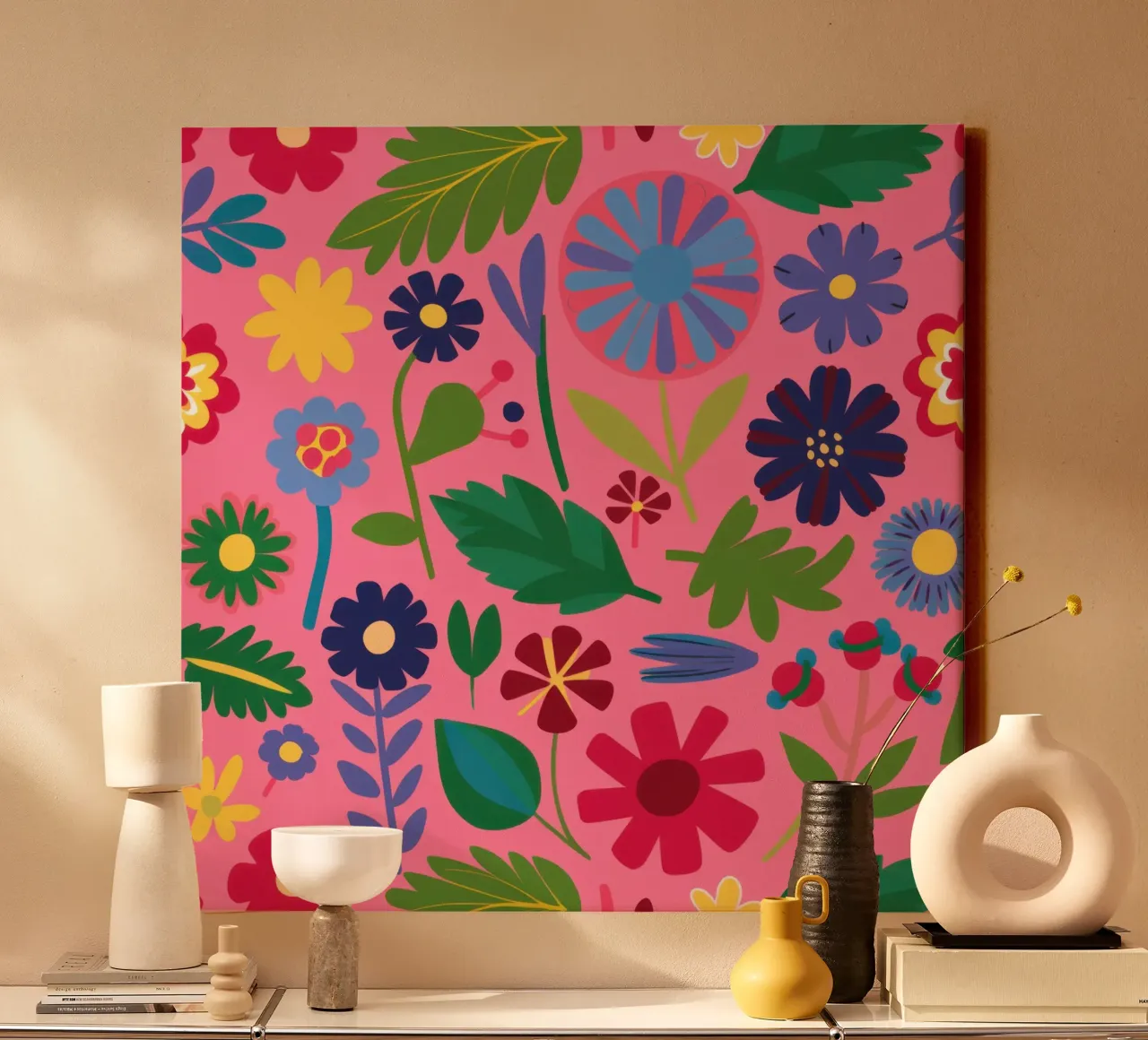 Modello di fiore gioioso tela con Cornice a cassetta da Lyra Glaze