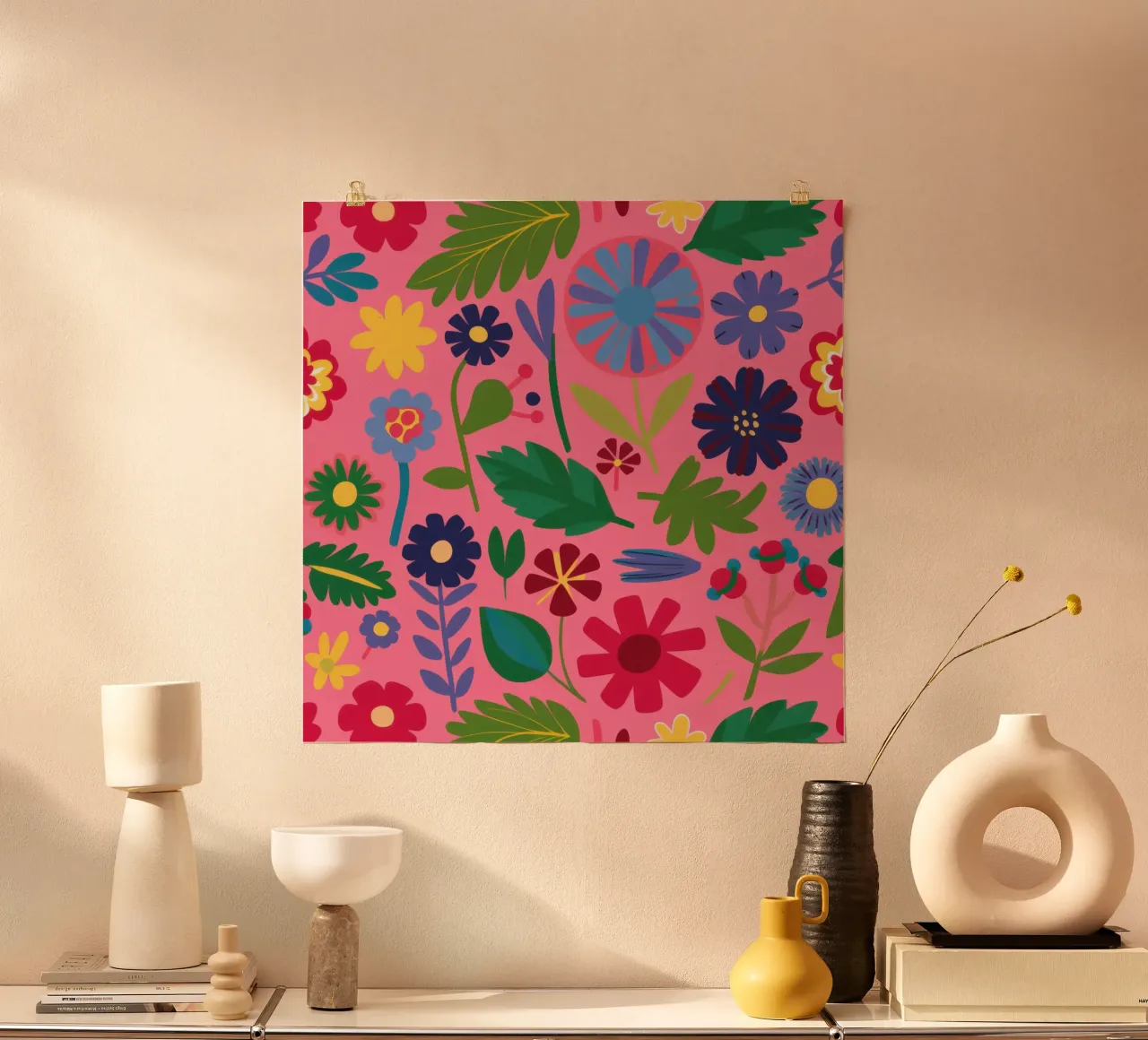 Modello di fiore gioioso poster con telaio in alluminio da Lyra Glaze