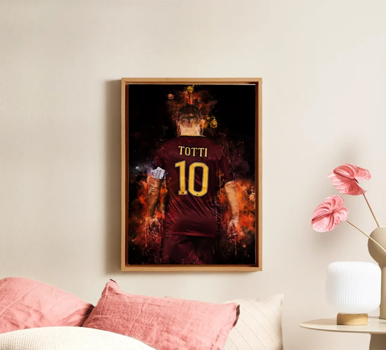 Francesco Totti canvas met Baklijst van MasterInkArt